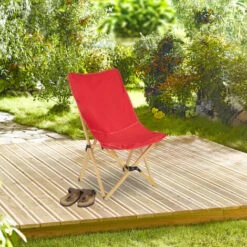 Relaxdays Sedia Da Campeggio, Poltrona Butterfly Pieghevole, HLP: 93 X 52 X 72 Cm, Interni E Esterni, Portatile, Rosso -Giardino di Lusso 51983348 2