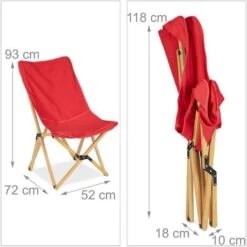 Relaxdays Sedia Da Campeggio, Poltrona Butterfly Pieghevole, HLP: 93 X 52 X 72 Cm, Interni E Esterni, Portatile, Rosso -Giardino di Lusso 51983348 4