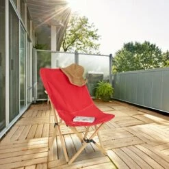 Relaxdays Sedia Da Campeggio, Poltrona Butterfly Pieghevole, HLP: 93 X 52 X 72 Cm, Interni E Esterni, Portatile, Rosso -Giardino di Lusso 51983348 5
