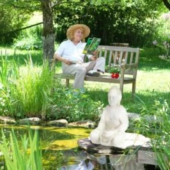 Relaxdays Buddha, Figura Da Giardino, Resistente Alle Intemperie, Buddha Seduto, Ossido Di Magnesio, 50x33x26 Cm, Crema -Giardino di Lusso 51984029 3