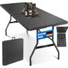 KESSER® Tavolo Da Buffet Tavolo Pieghevole In Plastica, 180x75 Cm Di Rattan Tavolo Da Campeggio Tavolo Per Feste Tavolo Pieghevole Tavolo Da Giardino Per Giardino, Terrazza E Balcone, Pieghevole Per -Giardino di Lusso 51985429 1