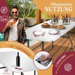 KESSER® Tavolo Da Buffet Tavolo Pieghevole In Plastica, 183x76 Cm Tavolo Da Campeggio Tavolo Per Feste Tavolo Pieghevole Tavolo Da Giardino Per Giardino, Terrazza E Balcone, Pieghevole Per 8 Persone I -Giardino di Lusso 52486207 3
