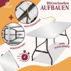 KESSER® Tavolo Da Buffet Tavolo Pieghevole In Plastica, 183x76 Cm Tavolo Da Campeggio Tavolo Per Feste Tavolo Pieghevole Tavolo Da Giardino Per Giardino, Terrazza E Balcone, Pieghevole Per 8 Persone I -Giardino di Lusso 52486207 5
