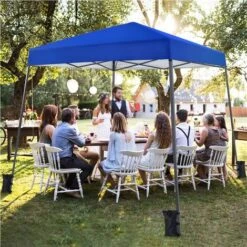 Yaheetech Gazebo Da Giardino 3x3 M Tenda A Una Spinta Con Borsa Sacchi Di Sabbia Per Patio/Veranda/Viaggio/Campeggio Blu -Giardino di Lusso 52871309 5