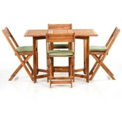 Set Tavolo E Sedie Da Giardino In Legno Di Acacia Richiudibile 4 Sedie Vittoria