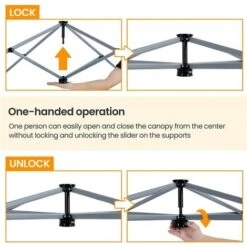 Yaheetech Gazebo Da Giardino 3x3 M Con Parete Tendone Pieghevole Impermeabile A Una Spinta Con Borsa Per Trasporto Per Patio/Veranda/Viaggio/Campeggio Blu -Giardino di Lusso 53056466 4