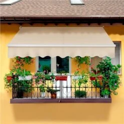 Yaheetech Tenda Da Sole A Bracci Estensibili Avvolgibile Da Esterno Balcone Finestra Porta Tettuccio Ristorante Tendalino A Scomparsa Manuale Resistente Ai Raggi UV 250 X 200 Cm/Beige -Giardino di Lusso 53056476 4
