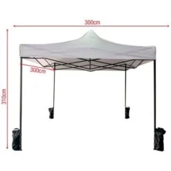 Rebecca Mobili Gazebo Richiudibile Bianco 4 Pesi Metallo Poliestere 3x3 -Giardino di Lusso 53226512 3