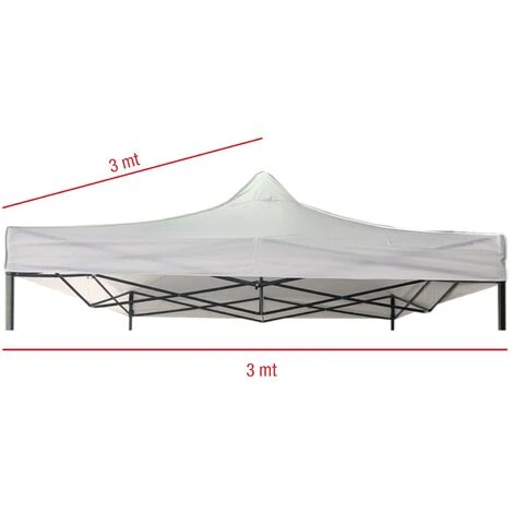 Rebecca Mobili Telo Copertura Tetto Gazebo Bianco Poliestere Impermeabile 3x3 4 Rebecca Mobili Telo Copertura Tetto Gazebo Bianco Poliestere Impermeabile 3x3 - immagine 2