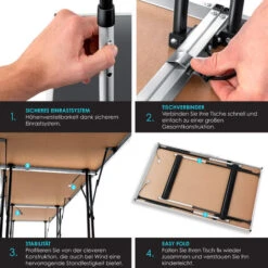 Tavolo Multifunzione Professionale KESSER® In 3 Pezzi - 100 X 60 Cm, Tavolo Da Tappezziere - Capacità Di Carico 30 Kg Per Ogni Tavolo - Sistema Estraibile - Tavolo Pieghevole - Bancarella Per Il Merca -Giardino di Lusso 53514561 5