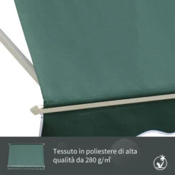 Outsunny Tenda Da Sole A Caduta Con Rullo Avvolgibile E Angolazione Regolabile 0-120°, 180×70cm, Verde -Giardino di Lusso 53540486 4