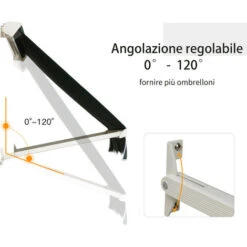 Outsunny Tenda Da Sole A Caduta Con Rullo Avvolgibile E Angolazione Regolabile 0-120°, 180×70cm, Verde -Giardino di Lusso 53540486 5