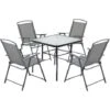 Outsunny Set Tavolo Con 4 Sedie Da Giardino Pieghevoli E Foro Per Ombrellone, Nero -Giardino di Lusso 53540733 1
