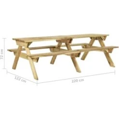 Tavolo Da Picnic Con Panche 220x122x72 Cm In Pino Impregnato VidaXL -Giardino di Lusso 53569008 3