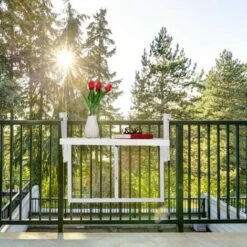 Relaxdays Tavolino Pieghevole Per Balcone, Da Appendere, Regolabile In Altezza, Salvaspazio, HLP: 55x70x65 Cm, Bianco -Giardino di Lusso 53720987 3