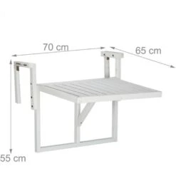 Relaxdays Tavolino Pieghevole Per Balcone, Da Appendere, Regolabile In Altezza, Salvaspazio, HLP: 55x70x65 Cm, Bianco -Giardino di Lusso 53720987 4