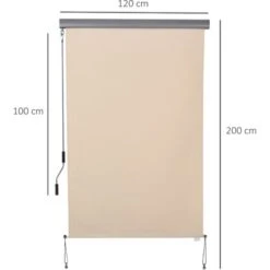 Outsunny Tenda Avvolgibile Parasole Con Manovella, Installazione A Muro O Soffitto, 120x200cm, Beige -Giardino di Lusso 53816640 3