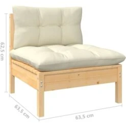 Divano Da Giardino A 4 Posti Con Cuscini Crema Massello Di Pino VidaXL -Giardino di Lusso 54103697 3