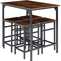 Set Tavolo Da Bar Edimburgo 4 + 1 - Set Tavolo Da Bar, Set Tavolo Bistrot, Tavolino Alto Con 4 Sgabelli Da Bar -Giardino di Lusso 54132119 3