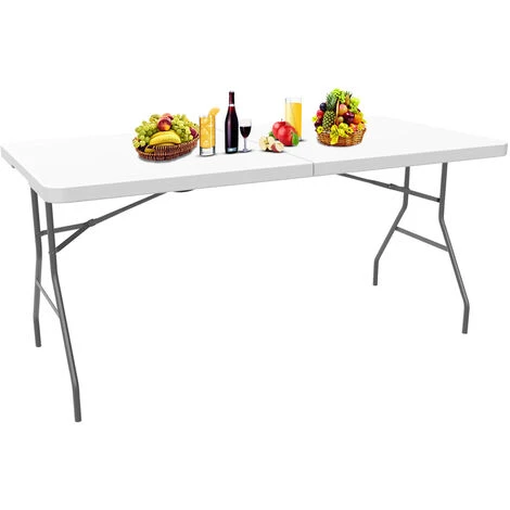 Todeco Tavolo Pieghevole Da Giardino, Tavolo Portatile Pieghevole Con Struttura In Metallo, HDPE Tavolo Esterno Da Campeggio Buffet Cucina, 240 X 75.5 Cm, Carico Massimo 100 Kg 5 Todeco Tavolo Pieghevole Da Giardino, Tavolo Portatile Pieghevole Con Struttura In Metallo, HDPE Tavolo Esterno Da Campeggio Buffet Cucina, 240 X 75.5 Cm, Carico Massimo 100 Kg - immagine 3