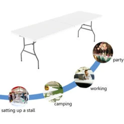 Todeco Tavolo Pieghevole Da Giardino, Tavolo Portatile Pieghevole Con Struttura In Metallo, HDPE Tavolo Esterno Da Campeggio Buffet Cucina, 240 X 75.5 Cm, Carico Massimo 100 Kg 10 Todeco Tavolo Pieghevole Da Giardino, Tavolo Portatile Pieghevole Con Struttura In Metallo, HDPE Tavolo Esterno Da Campeggio Buffet Cucina, 240 X 75.5 Cm, Carico Massimo 100 Kg -Giardino di Lusso 54376603 4