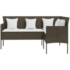Divano A Forma Di L Con Cuscini In Polyrattan Marrone VidaXL -Giardino di Lusso 54497071 4