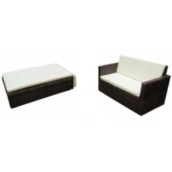 Set Divani Da Giardino 2 Pz Con Cuscini In Polyrattan Marrone VidaXL -Giardino di Lusso 5449872 2
