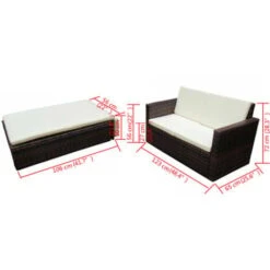 Set Divani Da Giardino 2 Pz Con Cuscini In Polyrattan Marrone VidaXL -Giardino di Lusso 5449872 3