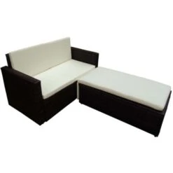 Set Divani Da Giardino 2 Pz Con Cuscini In Polyrattan Marrone VidaXL -Giardino di Lusso 5449872 4