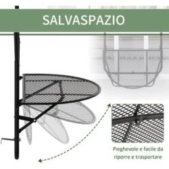 Outsunny Tavolo Da Ringhiera Pieghevole E Regolabile In Metallo, 60x60x57-72cm, Nero -Giardino di Lusso 54558155 5