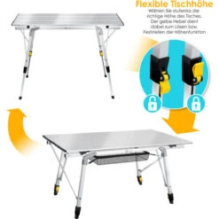 KESSER® Tavolo Da Campeggio Pieghevole Tavolo Pieghevole Tavolo Da Campeggio Con Telaio In Alluminio Piano Del Tavolo Arrotolabile Tavolo Pieghevole Con Regolazione Dell'altezza Incl. Borsa Da Traspor -Giardino di Lusso 54665578 3