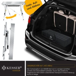 KESSER® Tavolo Da Campeggio Pieghevole Tavolo Pieghevole Tavolo Da Campeggio Con Telaio In Alluminio Piano Del Tavolo Arrotolabile Tavolo Pieghevole Con Regolazione Dell'altezza Incl. Borsa Da Traspor -Giardino di Lusso 54665578 5