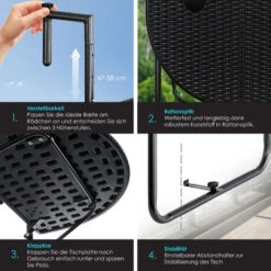 KESSER® Tavolo Sospeso Per Balcone Pieghevole Tavolo Per Balcone Da Appendere Tavolo Sospeso Per Balcone, Tavolo Pieghevole Regolabile In Altezza In 3 Fasi Ringhiera Per Balcone Resistente Alle Intemp -Giardino di Lusso 54665587 4