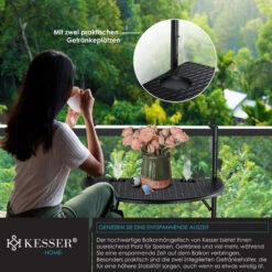 KESSER® Tavolo Sospeso Per Balcone Pieghevole Tavolo Per Balcone Da Appendere Tavolo Sospeso Per Balcone, Tavolo Pieghevole Regolabile In Altezza In 3 Fasi Ringhiera Per Balcone Resistente Alle Intemp -Giardino di Lusso 54665587 5
