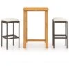 Hommoo Set Bar Da Giardino 3 Pz Con Cuscini Marrone -Giardino di Lusso 54835382 1