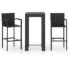 Hommoo Set Bar Da Giardino 3 Pz Con Braccioli In Polyrattan Nero -Giardino di Lusso 54836464 1