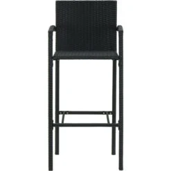 Hommoo Set Bar Da Giardino 3 Pz Con Braccioli In Polyrattan Nero -Giardino di Lusso 54836464 5
