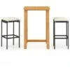 Hommoo Set Bar Da Giardino 3 Pz Con Cuscini Nero