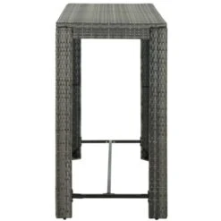 Hommoo Tavolo Bar Da Giardino Grigio 140,5x60,5x110,5 Cm In Polyrattan -Giardino di Lusso 54837074 3