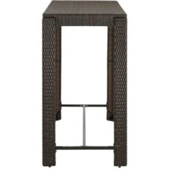 Hommoo Tavolo Bar Da Giardino Marrone 140,5x60,5x110,5 Cm Polyrattan -Giardino di Lusso 54839339 3