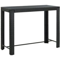 Hommoo Tavolo Bar Da Giardino Nero 140,5x60,5x110,5 Cm Polyrattan