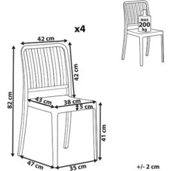 Set Di 4 Sedie In Plastica Resistente Alle Intemperie Bianco Sersale -Giardino di Lusso 55028033 3