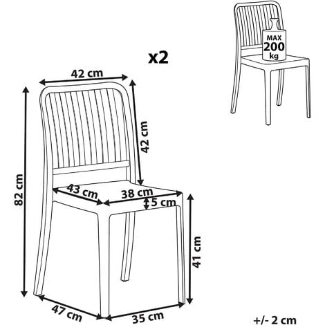 Set Di 2 Sedie In Plastica Resistente Alle Intemperie Blu Sersale 5 Set Di 2 Sedie In Plastica Resistente Alle Intemperie Blu Sersale - immagine 3