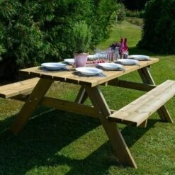 Tavolo Picnic In Legno Trattato Gardiun Essential 165x154x75 Cm 20/25 Mm 6/8 Persone -Giardino di Lusso 55604263 3