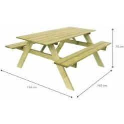 Tavolo Picnic In Legno Trattato Gardiun Essential 165x154x75 Cm 20/25 Mm 6/8 Persone -Giardino di Lusso 55604263 4