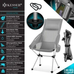 KESSER® Sedia Da Campeggio Pieghevole Con Schienale Alto Portatile Sedia Da Pesca Sedia Da Camping Sedia Pieghevole Fino A 120 Kg Sedia Da Spiaggia Sgabello Pieghevole Con Portabevande, Sedia Da Ester -Giardino di Lusso 55630651 2