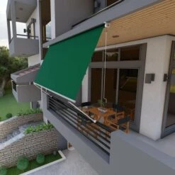 Tenda Da Sole A Caduta Con Bracci 250cm Telo Impermeabile Verde Golisa -Giardino di Lusso 55904681 4