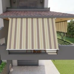 Tenda Da Sole Per Balcone Con Bracci, Impermeabile 300cm Beige Marrone Golisa -Giardino di Lusso 55904697 3