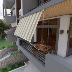 Tenda Da Sole Per Balcone Con Bracci, Impermeabile 300cm Beige Marrone Golisa -Giardino di Lusso 55904697 4