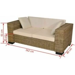 Nova Divano A 2 Posti In Rattan Divanetto Veranda Patio Effetto Naturale -Giardino di Lusso 56068338 3